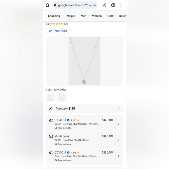 COACH Pave Halo Necklace in Gold NWT $125 - Picture 8 of 8